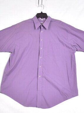John Weitz Men's Short Sleeve Purple Button Up Shirt Size 18.5